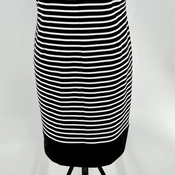 Laundry By Shelli Segal Women Dress Sz 12 Striped Black White Zipper Back‎ - Picture 7 of 10